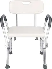 Shower Chairs for The Elderly,Shower Chair with Arms,Removable Non-Slip Design,6-Step HeightAdjustable Padded Shower Stool with Back Rest for The Elderly Disabled and Pregnant Adults