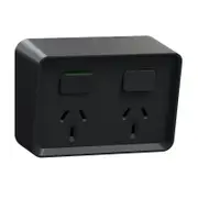CLIPSAL Iconic O3025-BK - Double Weatherproof Power Point 10amp - Black - IP54