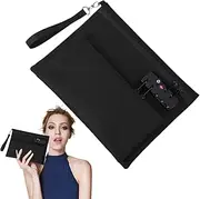 [Generico] Purple with Lock Credit Card Bag with Zipper | Tier Waterproof Document Organizer, Lockable Money Holder, Portable for Travel, School, Bank, Bank, Car
