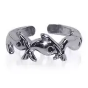 925 Sterling Silver Fish Design Beach Adjustable Toe Ring for Women