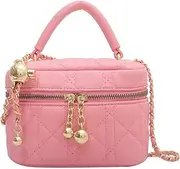 [BLAZDEVE] Mini PU Leather Tote Handbags Square Box Bags for Women, Crossbody Chain Bags, Purses Quilted Chain Shoulder Bag, Square Purse for Girls Ladies