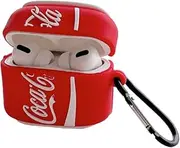 Airpods Pro Case, Designed for Apple Airpod Pro Case Cute, Silicone Case Skin with Carabiner, Protective Cover for Airpods Pro 1st Generation 2019 (Red Cola)