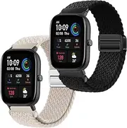 [Gittos] Elastic Braided Bracelet 20 mm for Amazfit GTS/GTS 2/2e/GTS 3/GTS 4/GTS 4 Mini/GTR Mini/GTR 42 mm/Amazfit Active/Amazfit Bip/Bip U/Bip U Pro/Bip 3/Bip 3 Pro Women Men