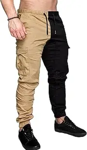 [Generic] Men's Color Block Stylish Joggers Pants Elastic Waist Comfort Sweatpants Pants Casual Lightweight Outdoor Trousers