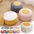 Lamb Wool/PU Leather Footstool Cover Round Pouffe Cushion Cover Unstuffed New