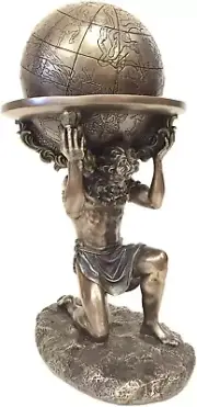 9 Inch Greek Titan Atlas Carrying the World Statue Cold Cast Resin Antique Bronz