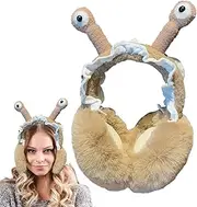 [Generic] Cute Winter Earmuffs | Winter Outdoor Animal Snail Ear Warmer | Plush Foldable Earmuffs Adjustable Ear Warmer for Walking, Jogging, Camping