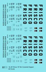 K4 HO Scale Decals SLSF Frisco 70 Ton Cement Covered Hopper Black