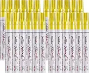 Overseas Yellow Paint Pens Permanent Markers 24 Pcs, Oil Based Paint Markers Set, Quick Drying, Waterproof, Medium Tip Marker Pens for Metal, Rock, Wood, Plastic, Canvas, Glass, Stone, Rubber, Paper