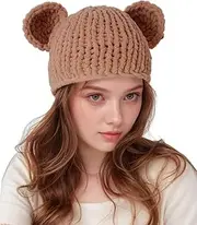 [AWINGGILA] Knitted Mask Crochet Beanie Hat Face Mask, 3D Funny Bunny Bear Cat Ear Hat for Cold Weather or Party