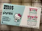 NEW NWB HELLO KITTY PYREX GLASS FOOD STORAGE SET PINK BLUE 8 PEICE SEALED