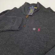 NWT Polo Ralph Lauren Men’s 1/4 Zip Pullover Charcoal Sweater Long Sleeve XXL