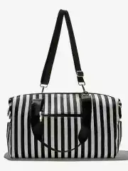 New with tags NWT Alice + Olivia Duffle Bag Positano Stripe Black White