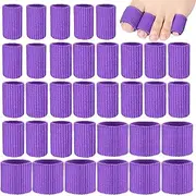 Blulu 36 Pieces Toe Tubes 0.98 Inches Cushion Tube Corn Pads for Toes Sleeves Soft Gel Protectors for Cushions Corns Blisters Calluses 3 Size(Purple)