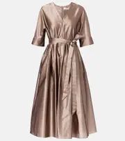 ['S Max Mara] 'S Max Mara Viola satin midi dress UK 12 brown