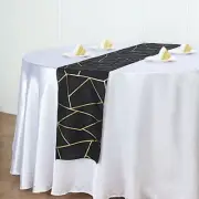 BLACK GOLD 12"x108" Geometric Polyester Table Runner Party Wedding Decorations