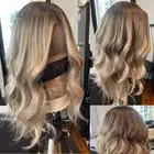 Preplucked Human Hair Wig Medium Brown Blonde Highlights Lace Frontal Wavy Wig