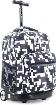 J World Sunrise Rolling Backpack Camo 18 inch black and white