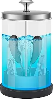 Glass Sterilizing Jar – Disinfectant Container for Salon, Barber Shop (Medium-7” Tall x 4” Wide – 21 Fl Oz Capacity)