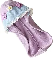WRITWAA Cute Flower Hair Drying Hat for Women Soft Fleece Turban Towel with Fast Drying Capability Lightweight and Portable Bath Cap and Travel