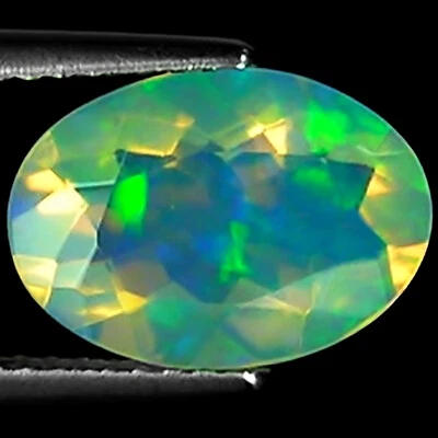 1.90 Ct Natural Ethiopian Faceted Opal Gemstone Multi Color Oval Faceted Cut