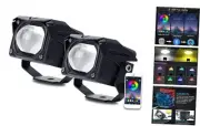 2Pcs Led Driving Light RGB Pods with Smartphone APP Control 3000K Amber Yellow