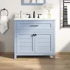 Home Decorators Bath Vanity 36" Concealed Hinges Soft Close Doors Spruce Blue