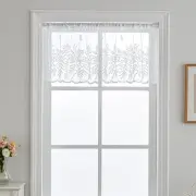 White Lace Sheer Kitchen Valance Curtains for Windows 18 Inch Length Vintage