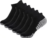 [Rstigiker] 6 Pairs Mens Running Socks, Breathable Socks Mens Anti-Blister Cushioned Sports Socks Low Cut Ankle Socks for Football Hiking Running