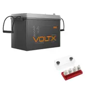 VoltX 12V 200Ah Lithium Battery + Bus Bar M8 Power Distribution Terminal Block (4 GANG 300A Red)