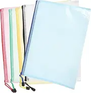 LIGHTAOTAO 5 Pcs Mesh Zipper Pouch Bags Document Storage Envelopes Clear Travel Organizers for Office School Supplies Crafts Makeup and Storage