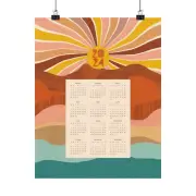 2024 Wall Calendar, Boho Landscapes, Abstract, Yearly Calendar, Sun, 12 Month