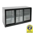 Polar 3 Sliding Glass Doors Black Bar Fridge 320L Display Drinks Bar Cafe Pub