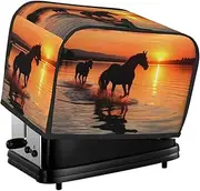 Sunsets Lake Horses Toaster Cover 2 Slice Kitchen Small Appliance Covers with Handle Universal Size Microwave Oven Dustproof Cover with Pockets Bread Machine Cover Women Gift
