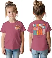 [Ritatte] Toddler Baby Girl Christian Shirts Daughter of The King T-Shirt Religious Faith Tee Inspirational Short Sleeve Top