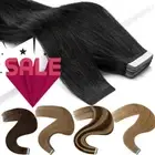 SALE Seamless Tape in Long Remy Real 100% Human Hair Extensions Skin Weft Black