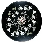 Black Marble Sofa Side Table for Home Unique Design Inlay Work Coffee Table Top