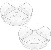 Clear Lazy Susan Turntable Acrylic Turntable Organizer Rotating Lazy Susan Spice Storage Rack Lazy Susan Organizer with 4 Removable Bins for Kitchen Pantry Refrigerator Bathroom (2)