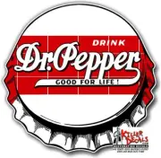 (DP117) 12" DR PEPPER BOTTLE CAP COOLER POP soda coca cola machine decal