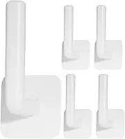 5pcs Nail- Wall Hooks Wall Hanging Hook Self Adhesive Wall Hooks Adhesive Hooks Decorative Wall Hook Sticky Wall Hooks Bathroom Hooks Plastic Round White Self Adhesive Hook