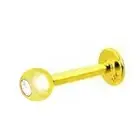 14k Solid Gold Yellow Labret Stud Cubic Zirconia Chin Jewelry 14 Gauge