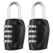 Combination Lock, 2Pcs 4 Digit Outdoor Padlock Waterproof Locker Locks, Black