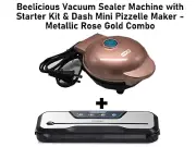 Beelicious Vacuum Sealer Machine & Dash Mini Pizzelle Maker -Metallic Rose Gold