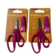 2 Fiskars Blunt Tip Kids Scissors (5 in.) w/Sheath Safety Edge Pink Ages 4+