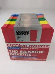Office Depot 2HD IBM 3.5" Diskettes 28 Pack 1.44 MB Multicolor NEW OPEN BOX