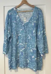 NWT Talbots Womens Lightweight Sweater Top Size 3X Plus Paisley Cotton New