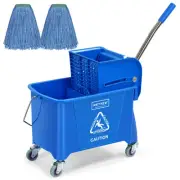 Matthew Compact Mop Bucket INCL.2 Pcs Mop Head with Side Press Wringer On Whe...