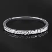 Womens 1/6 CT Stackable Wedding BAND Anniversary RING CZ White Gold Over Silver