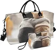 [ZRYSMY] Duffel Bag for Traveling, Funny Cats Window Travel Bag Gym Bag, with Multiple Interior Pockets Shoulder Weekender Bag for Women Men with Toiletry Bag 20.5L x 1.9W x 13.8H, Multi-Colored, one