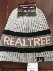 Realtree by Aimee Lynn Women Ribbed Knit Beanie Ladies Gray Pink Hat NWT